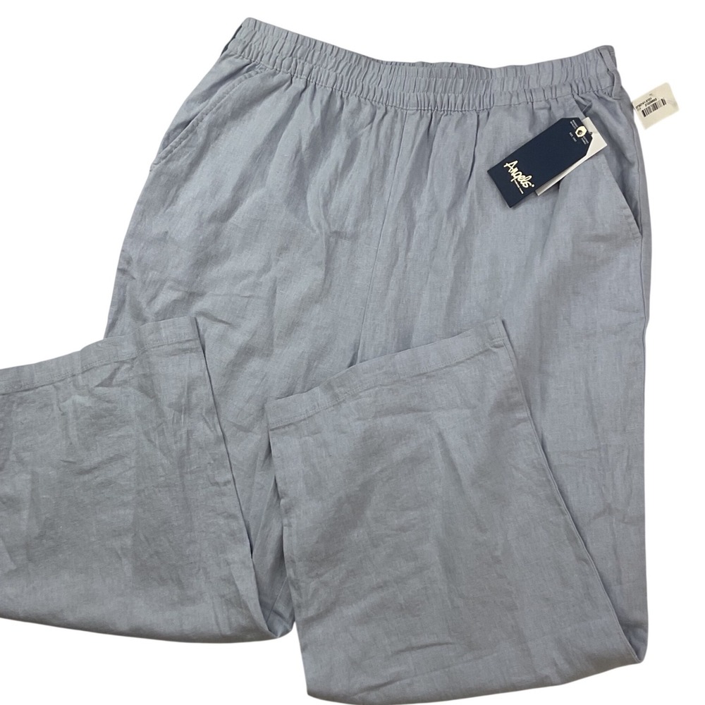 Angels Forever Young Linen Blend Wide Leg Pants Light Blue Pull-On Women Sz 10